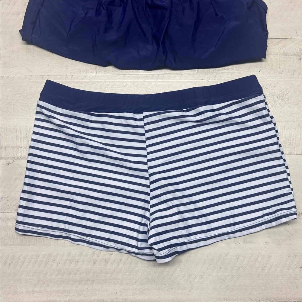 Blouson Double Up Tankini Top with boys shorts Two Piece Bathing Suits swimsuit - Picture 8 of 11